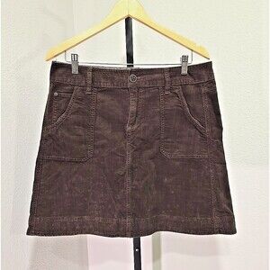 Vtg Woolrich Y2K Chocolate Brown Corduroy Western Skirt 10 Stretch Beatnik Retro